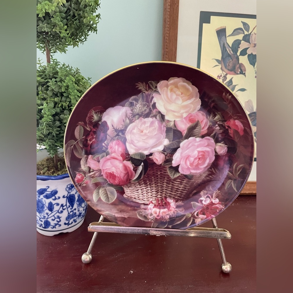 Limoges France Basket of Roses Decorative Plate
